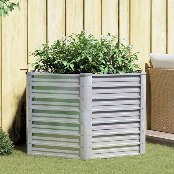 vidaXL Garden Raised Bed Silver Galvanized steel Large Durable