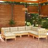 vidaXL Garden Lounge Set Cream Solid pine wood, fabric (100% polyester)