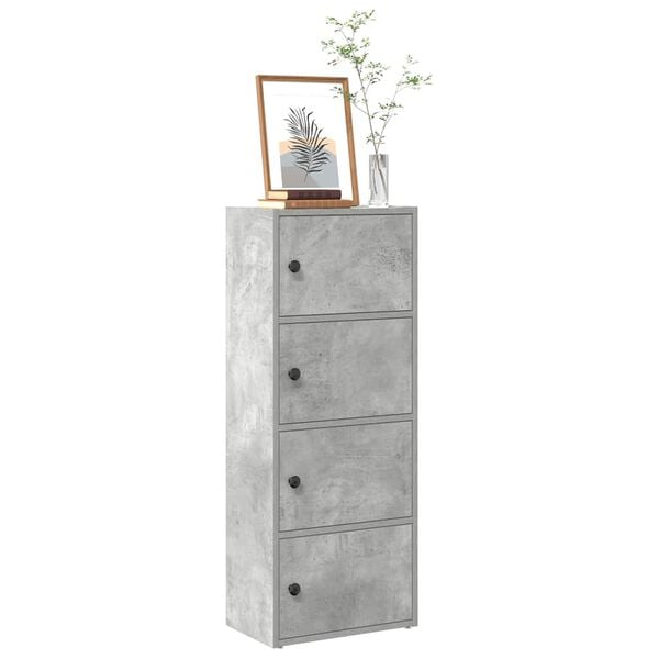 vidaXL Bookcase Concrete grey Engineered Wood Medium Bookcase