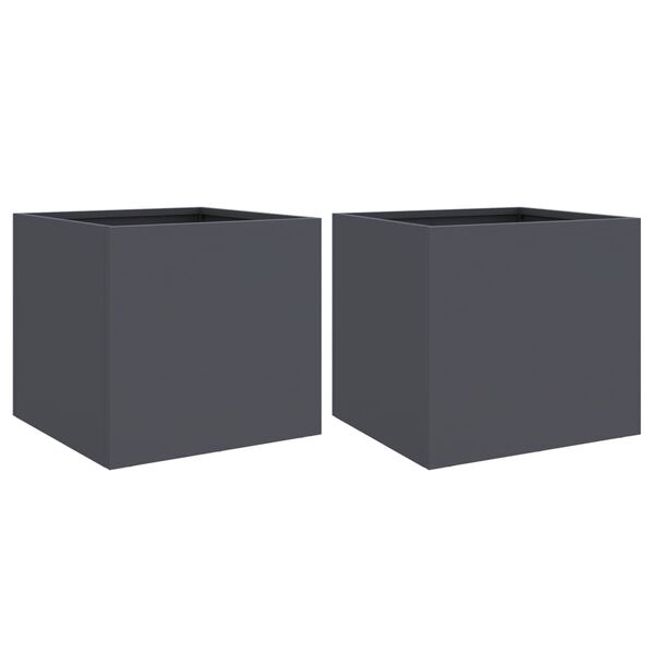 vidaXL Planter Set of 2 Anthracite Cold-rolled steel Medium