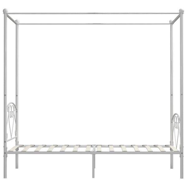 vidaXL Bed Frame White Metal Twin Durable Bed Frame Rectangular