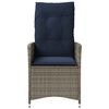 vidaXL Reclining Patio Chairs 2 pcs with Cushions Gray Poly Rattan