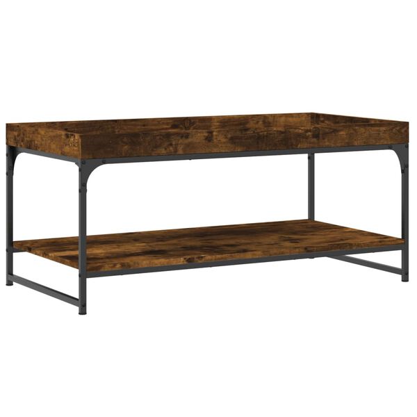 vidaXL Coffee Table Smoked Oak Engineered wood, Iron Medium Coffee Table