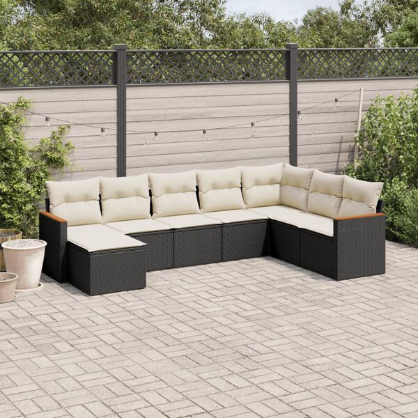 vidaXL Garden Sofa Set Black and Cream White