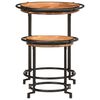 vidaXL Side Table Set Brown and Black Solid acacia wood, iron Large