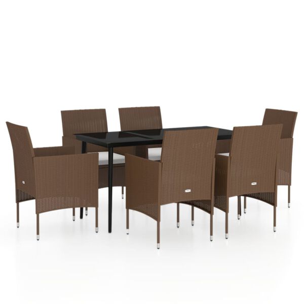 vidaXL Garden Dining Set Brown and Black