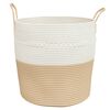 vidaXL Storage Basket Beige and White 100% Cotton Medium Collapsible