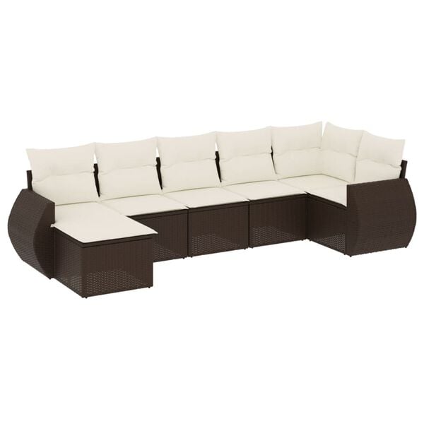 vidaXL Garden Sofa Set Brown and cream white