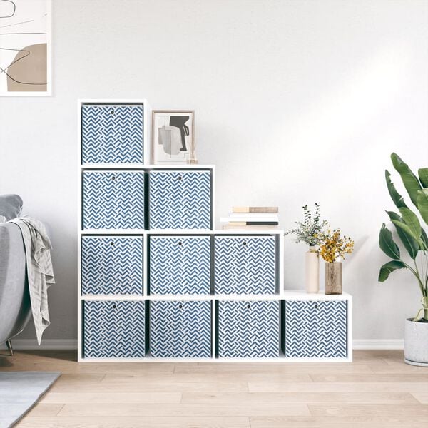 vidaXL Foldable Storage Box Set of 10 Blue with chevron pattern