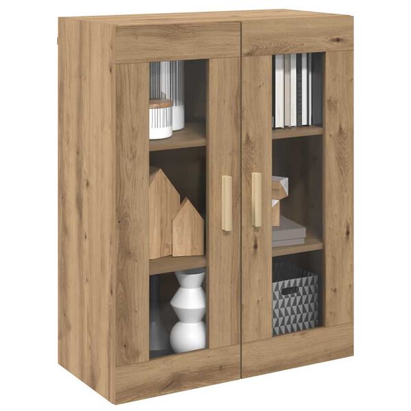 vidaXL Hanging Wall Cabinet Artisian Oak Engineered Wood, Glass