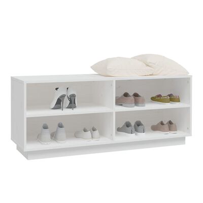 vidaXL Shoe Cabinet White 43.3"x13.4"x17.7" Solid Wood Pine