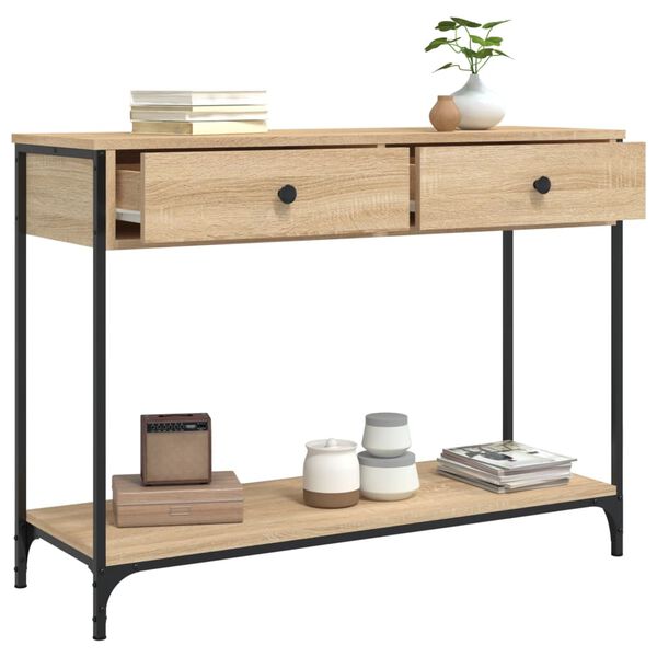 vidaXL Console Table Sonoma Oak Engineered Wood Narrow Adjustable Feet