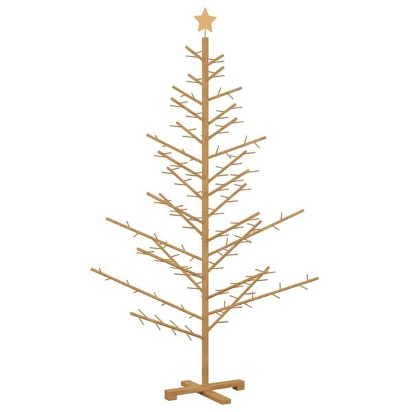 vidaXL Wooden Christmas Tree with Stand Brown 70.9" Solid pine wood