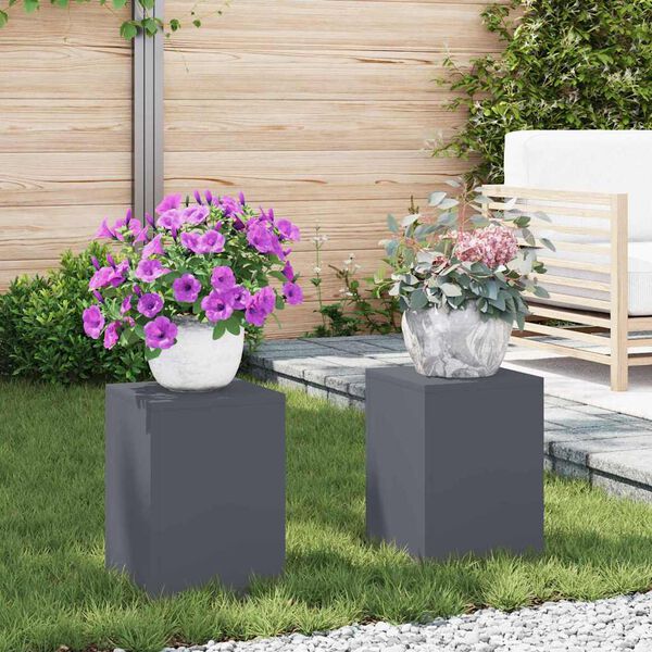 vidaXL Plant Stand 2 pcs Anthracite 9.45 x 9.45 x 13.78 in Steel