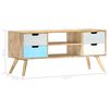vidaXL TV Cabinet Brown, Blue, White Solid Mango Wood Standard