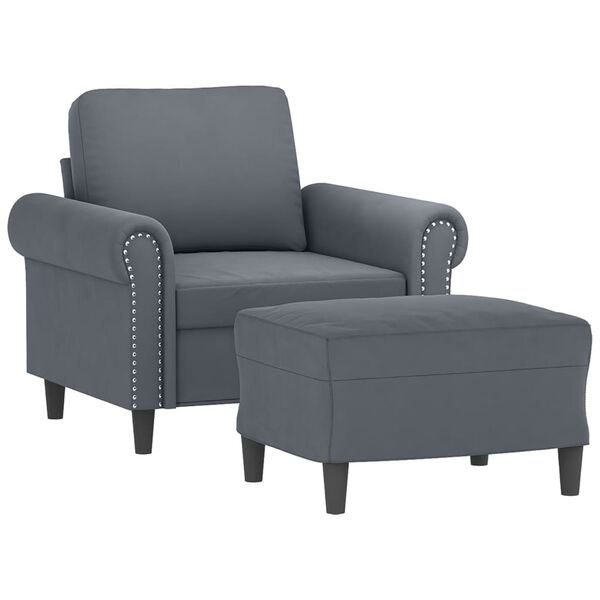 vidaXL Sofa Chair With Footstool Dark gray