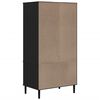 vidaXL Wardrobe Black Solid Pine Wood, Engineered Wood, Poly Rattan