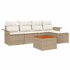 vidaXL Garden Sofa Set with Cushion 6 pcs Beige Poly Rattan