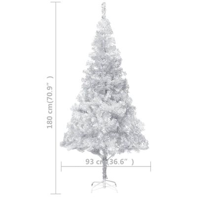 vidaXL Artificial Pre-lit Christmas Tree with Stand Silver 70.9" PET