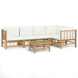 vidaXL Garden Lounge Set Cream White Bamboo and polyester fabric