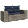 vidaXL 14 Piece Patio Sofa Set with Cushions Gray Poly Rattan Acacia