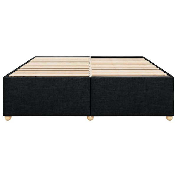 vidaXL Bed Frame Black Polyester, Plywood, Engineered wood, Solid pine wood