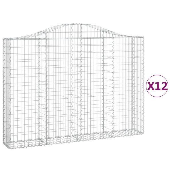 vidaXL Arched Gabion Baskets 12 pcs 78.7x11.8x140/160" Galvanised Iron
