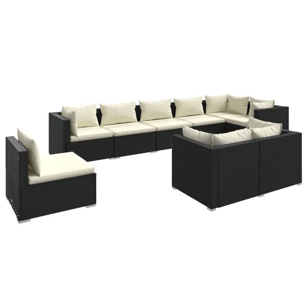 vidaXL Garden Lounge Set Black, Cream