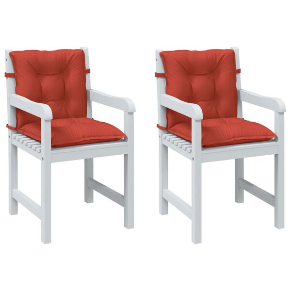vidaXL Lowback Chair Cushion Set of 2 Melange Red 100% polyester