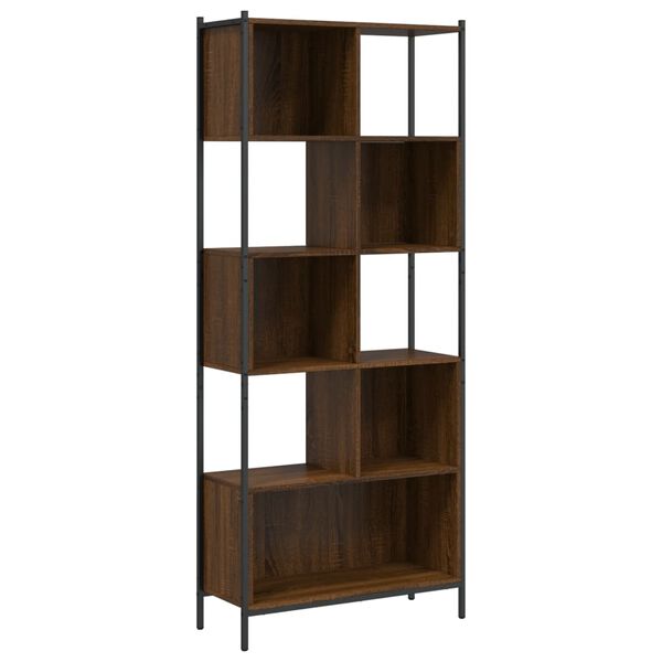 vidaXL Bookcase Brown oak Engineered wood, Powder-coated steel