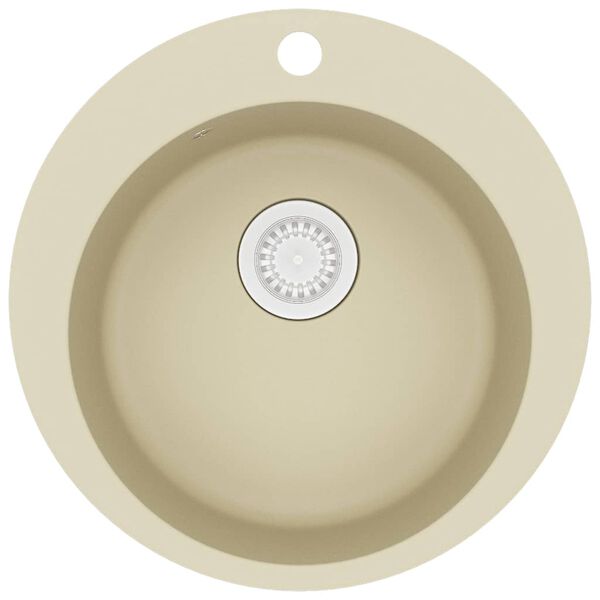 vidaXL Granite Kitchen Sink Single Basin Round Beige
