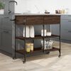 vidaXL Kitchen Trolley Brown Oak 41.3"x16.5"x37.4" Engineered Wood