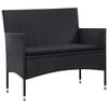 vidaXL Sofa Set Black PE (polyethylene) rattan Medium Removable Covers