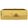 vidaXL Wash Basin with Overflow 16.1x16.1x5.9" Ceramic Gold