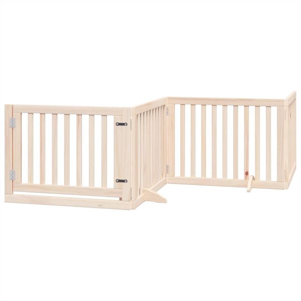 vidaXL Dog Gate Set of 10 Light Brown Solid Poplar wood Large Foldable