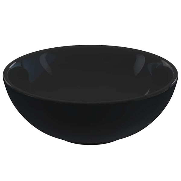 vidaXL Wash Basin Gloss Black Ø11.0x3.9" Ceramic