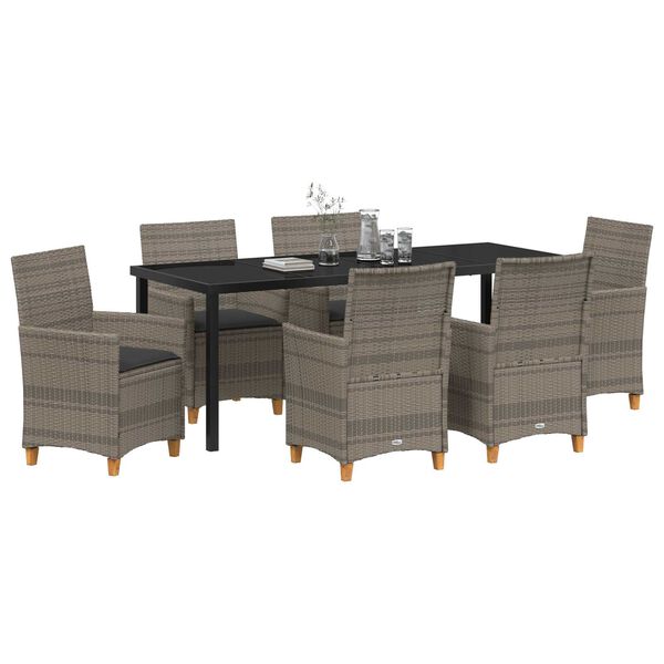 vidaXL Garden Dining Set 7 pcs Gray poly rattan