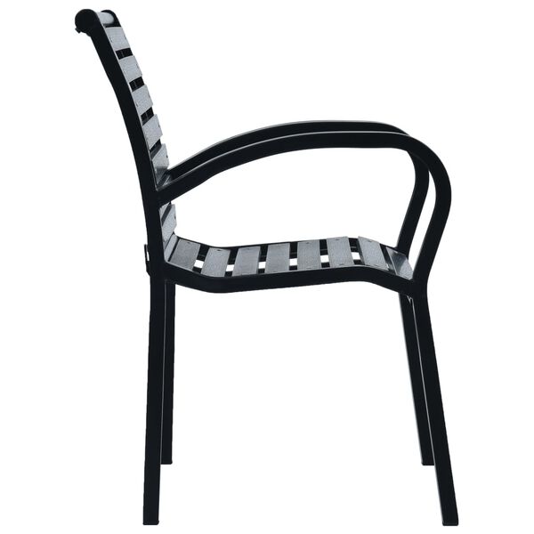 vidaXL Garden Chair Set of 2 Black Steel and WPC Standard Size