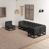vidaXL Garden Lounge Set Black Solid pinewood 6-seater Modular