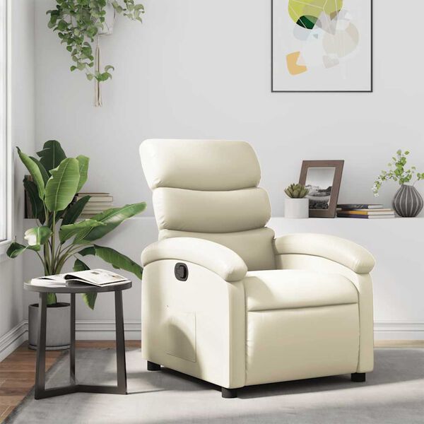 vidaXL Recliner Chair Cream Faux leather with metal and plywood frame