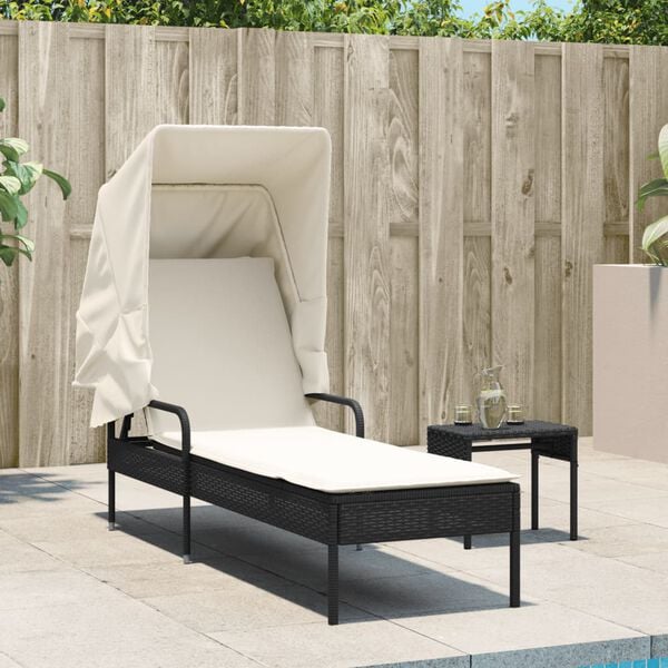 vidaXL Sun Lounger Black PE rattan Large Sun Lounger Rectangular