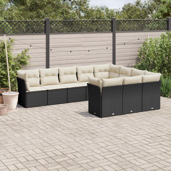 vidaXL Garden Sofa Set Black, Cream White