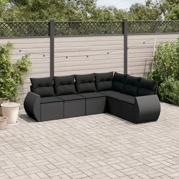 vidaXL Garden Sofa Set Black PE Rattan, Powder-Coated Steel Large