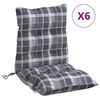 vidaXL Lowback Chair Cushion Set of 6 Grey check pattern