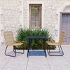vidaXL Dining Set Oak and Black Poly Rattan, Powder-Coated Steel, Glass