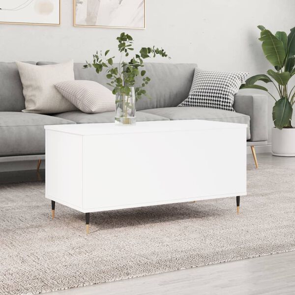 vidaXL Coffee Table White Engineered Wood 35.4 in x 17.5 in x 17.7 in