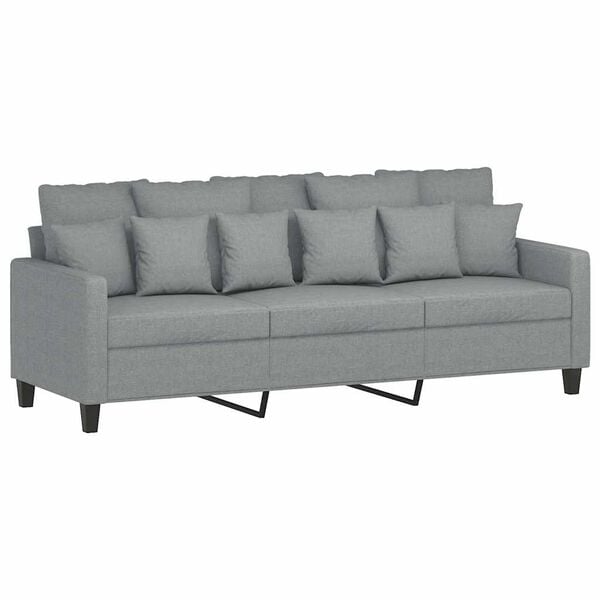 vidaXL 3-Seater Sofa Light Grey 100% Polyester Fabric, Metal, Textilene