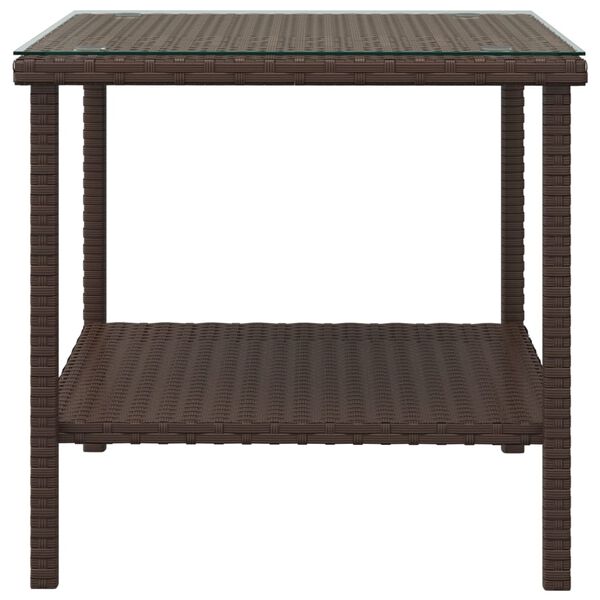 vidaXL Side Table Brown Poly Rattan Small Durable Side Table Square