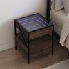 vidaXL Bedside Table Brown Oak Engineered Wood, Glass, Steel Small