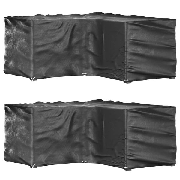 vidaXL Garden Furniture Cover Set of 2 Black Polyethylene, Aluminum